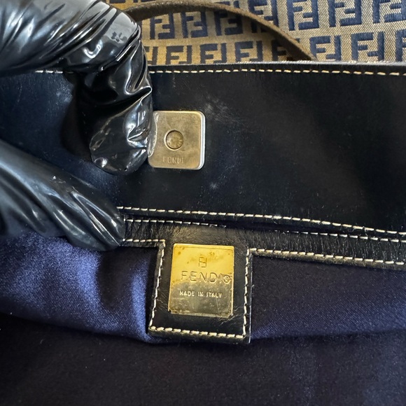 Fendi Zucchino Canvas Navy blue/gray color tote bag with dust bag… - Picture 12 of 16